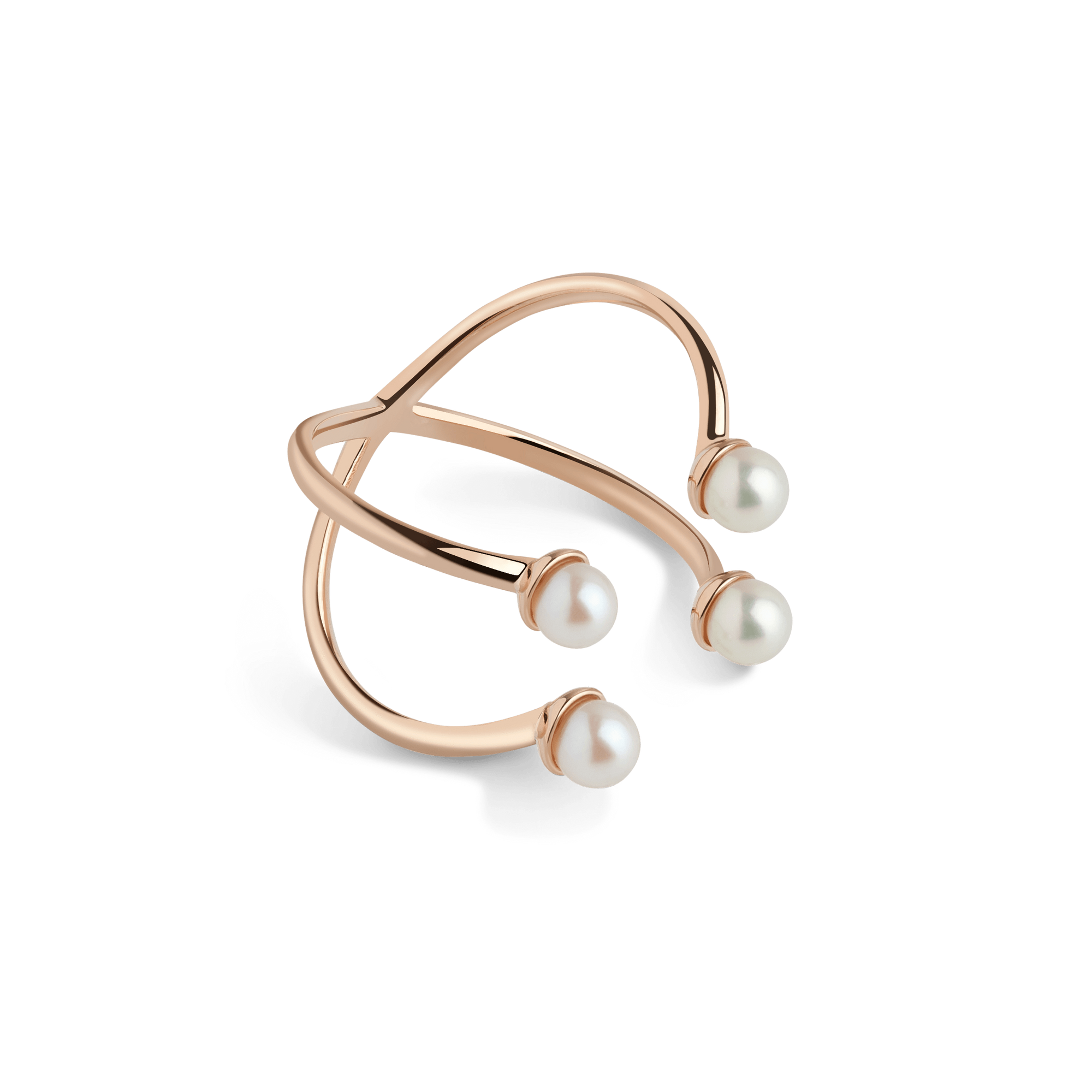 Quadripearl Ring Rose Gold Vermeil 14k Rose Gold 18k Rose Gold Side   Front