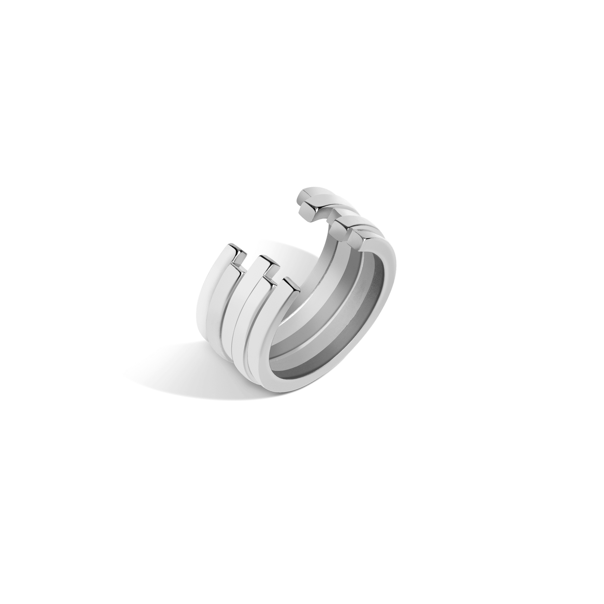 Tribar Ring Sterling Silver White Gold Vermeil 14k White Gold 18k White Gold Half Side   Front First