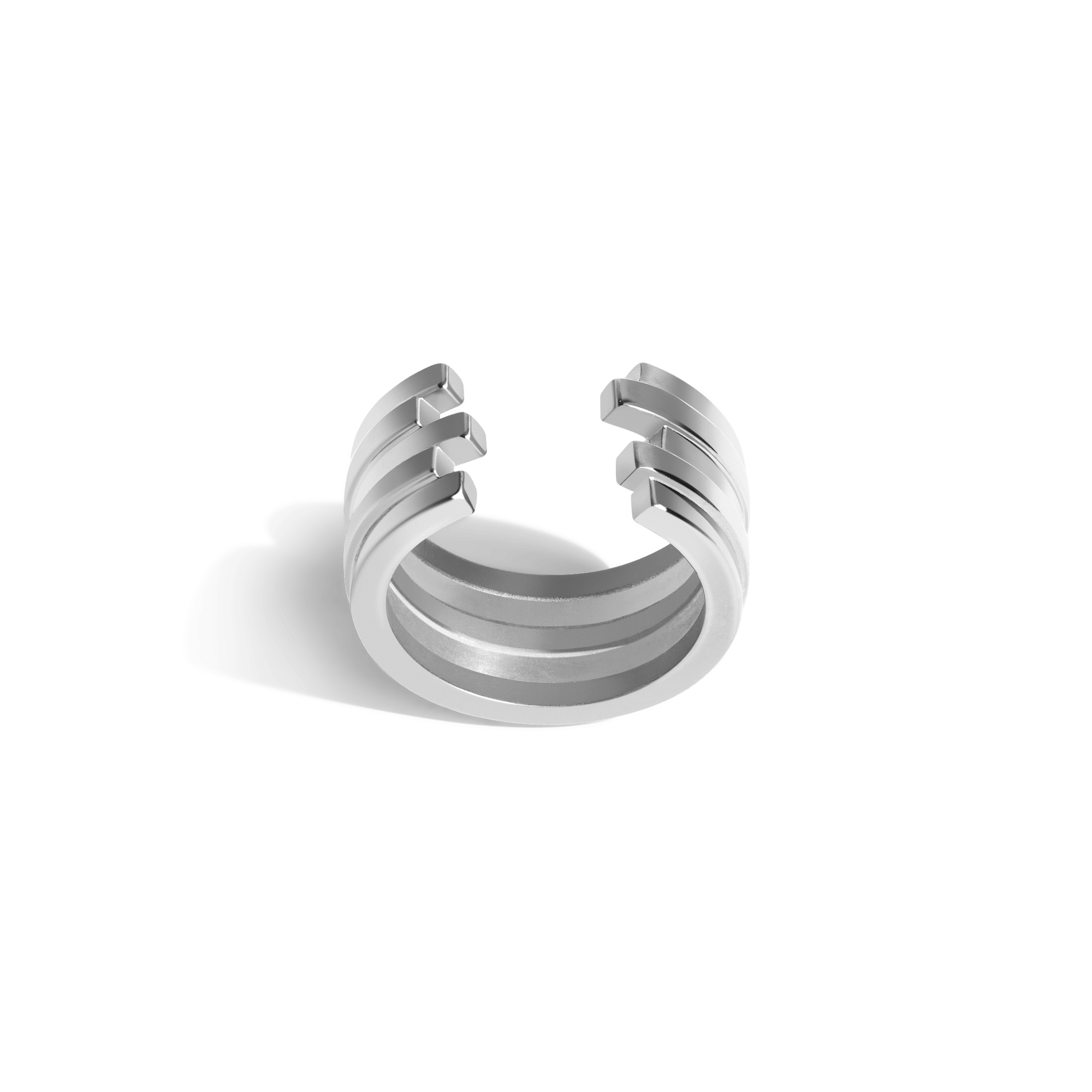 Tribar Ring Sterling Silver White Gold Vermeil 14k White Gold 18k White Gold