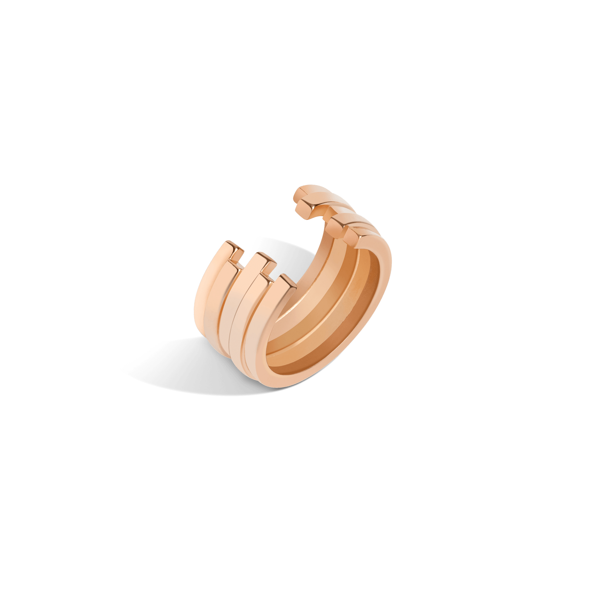 Tribar Ring Rose Gold Vermeil 14k Rose Gold 18k Rose Gold Half Side  Front First