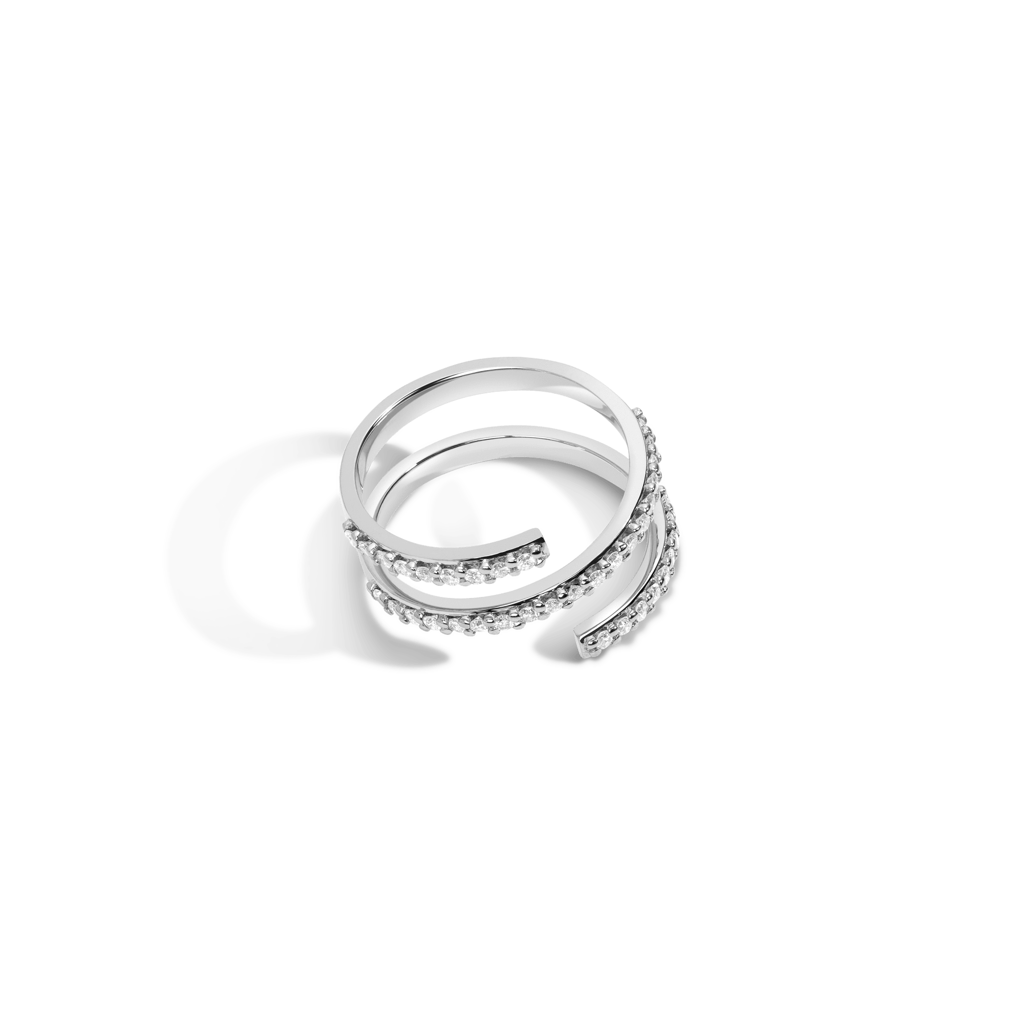 Wraparound Ring  Sterling Silver White Gold Vermeil 14k White Gold 18k White Gold White Diamonds Laid down