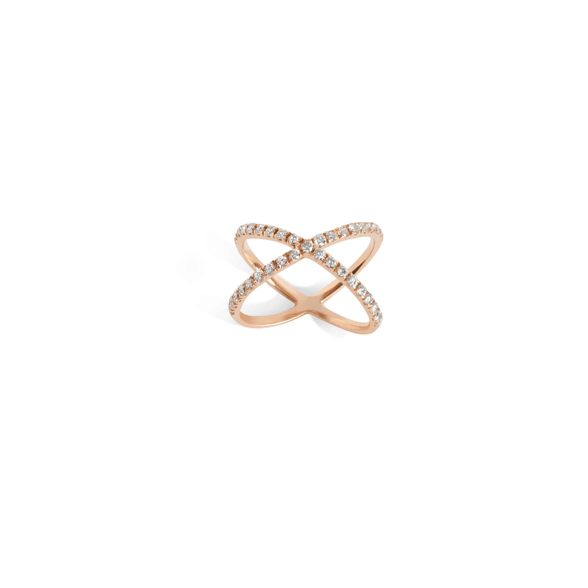 X Ring  Rose Gold Vermeil 14k Rose Gold 18k Rose Gold White Diamonds    Front First
