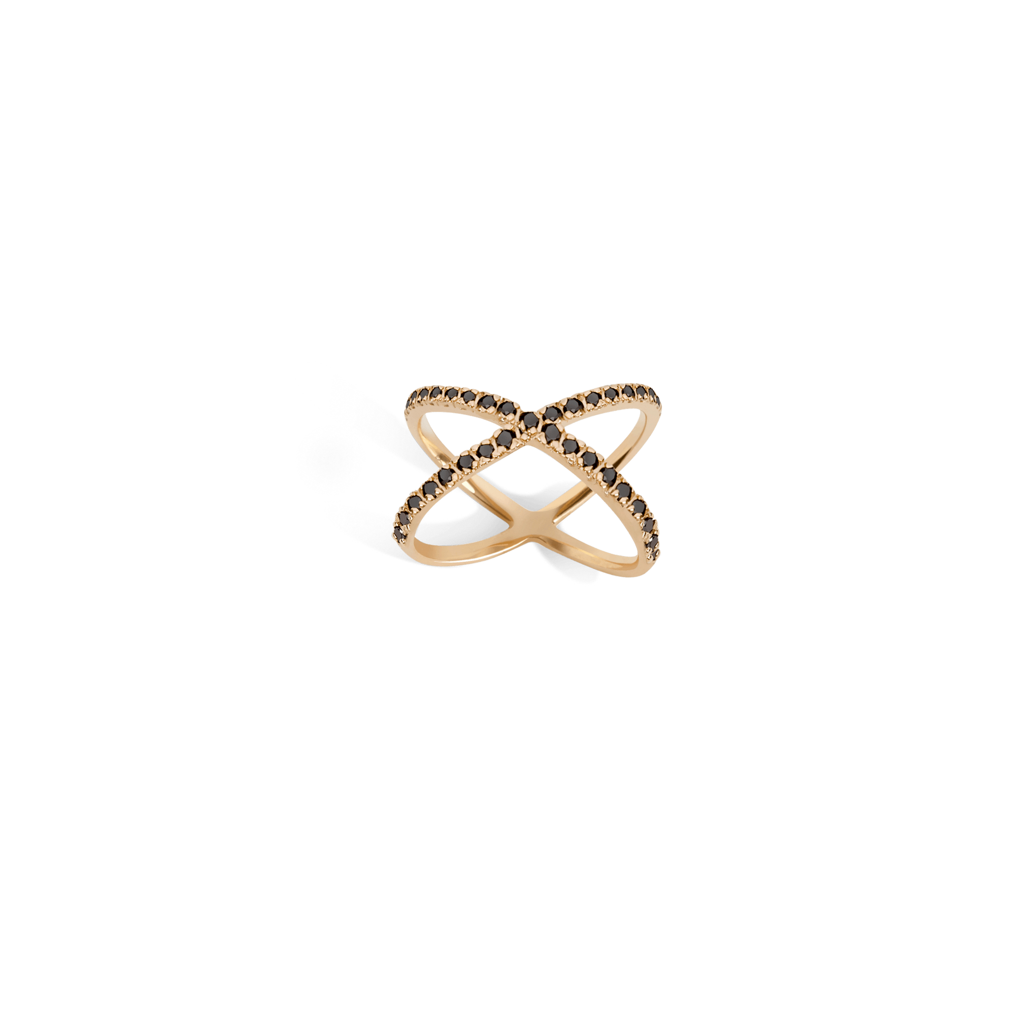 X Ring  Yellow Gold Vermeil 14k Yellow Gold 18k Yellow Gold Black Diamonds     Front First