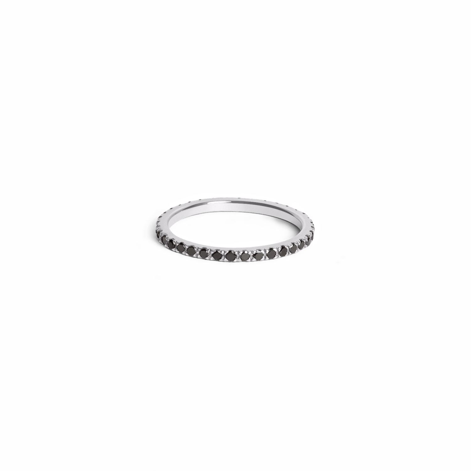 Quadricolor Ring  White Gold Vermeil 14k White Gold 18k White Gold Black Diamonds Laid down